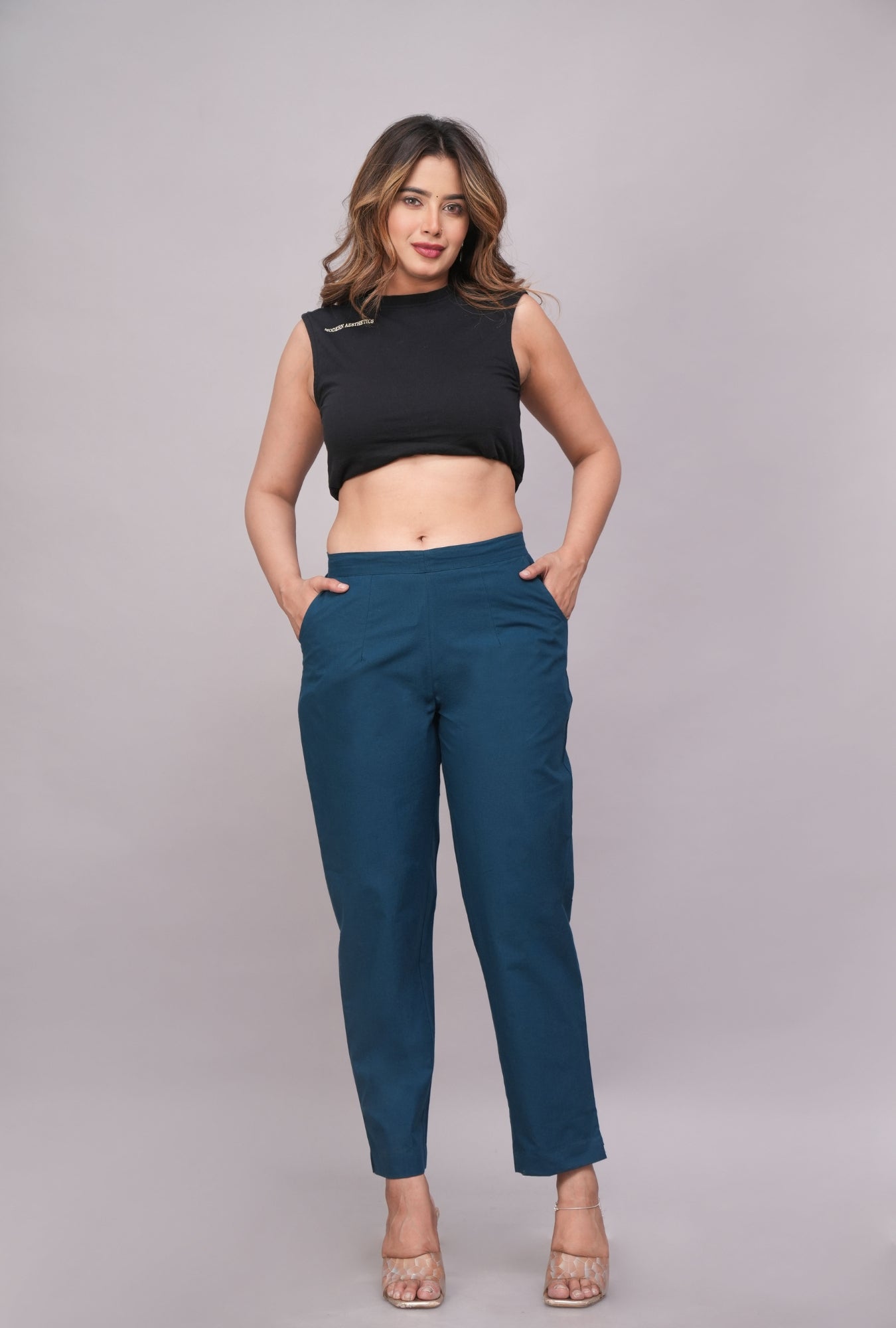 Straight Fit Teal Cotton Pant – Easy & Breathable Comfort
