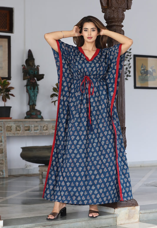 Anastya Zenith Blue Cotton Kaftan