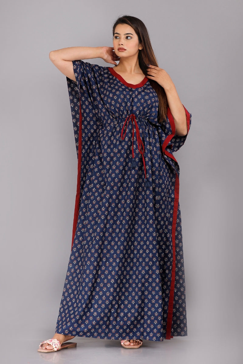Foot Buti Blue Cotton Kaftan