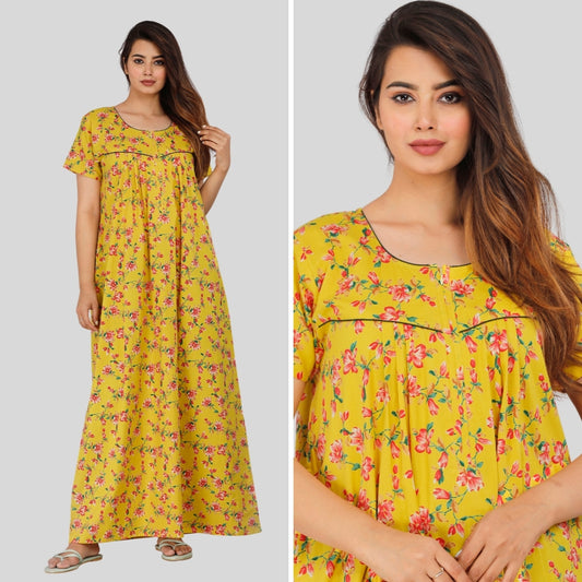 Orchid Yellow Cotton Nightwear Gowns