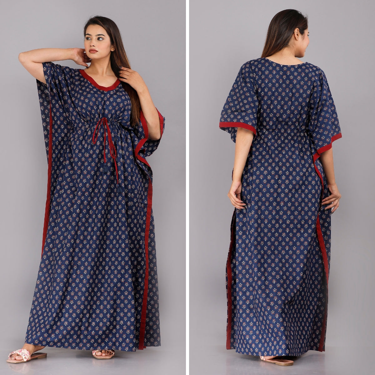 Foot Buti Blue Cotton Kaftan