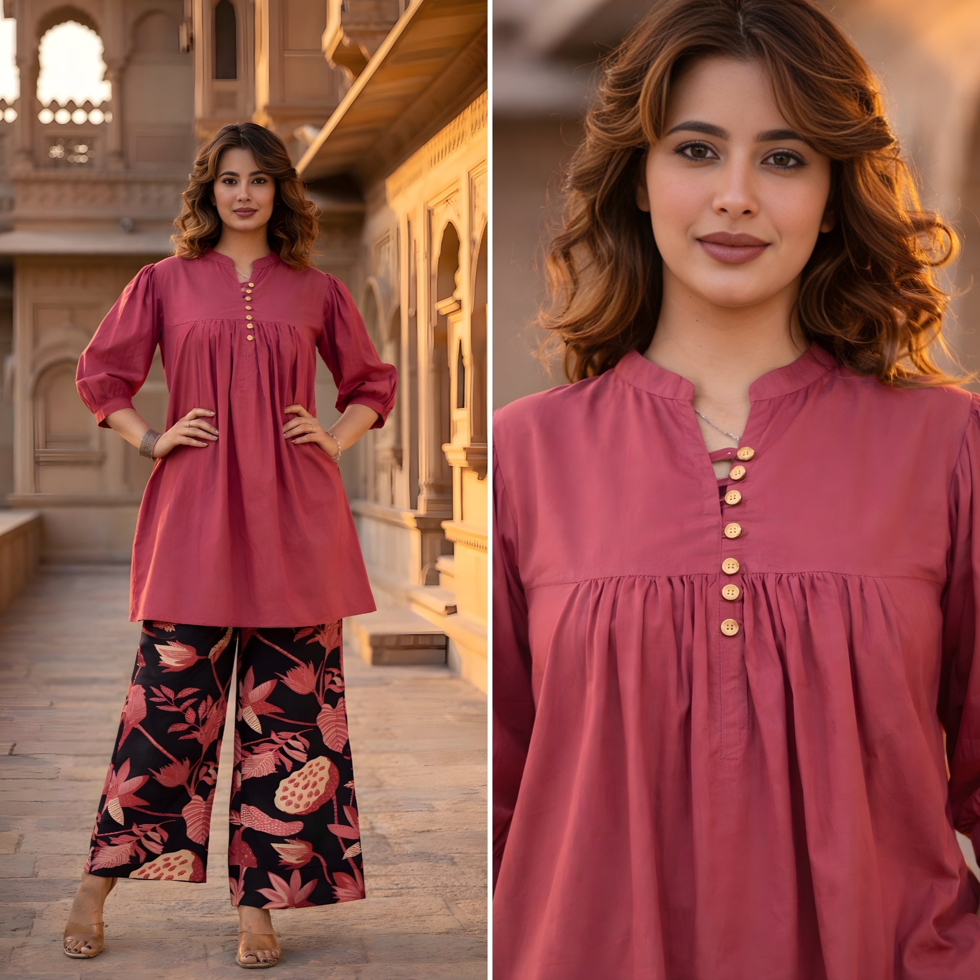 Sunshine Bloom Dusty Rose Co-Ord Set