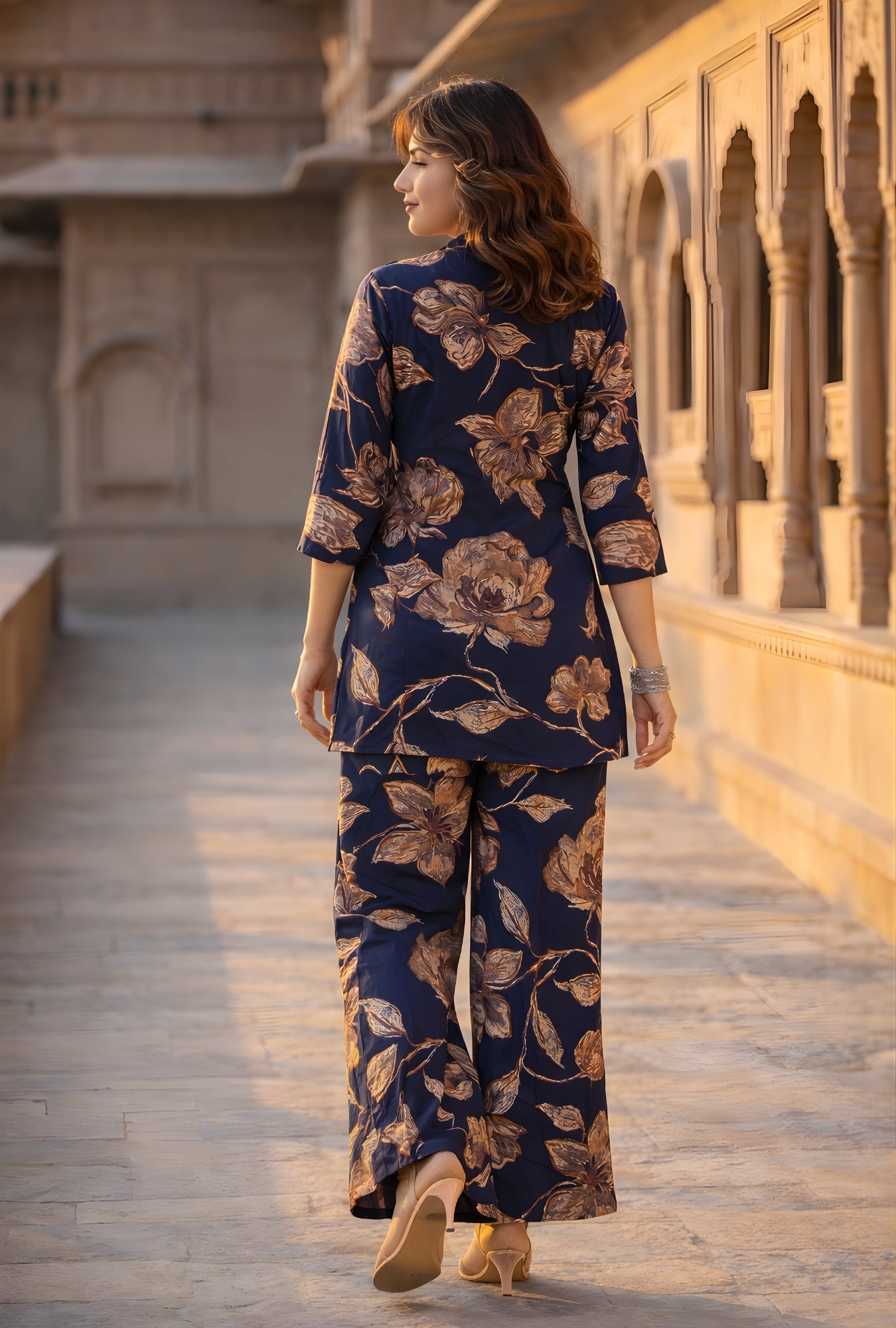 Botanic Muse Navy Printed Cotton Co-ords Set