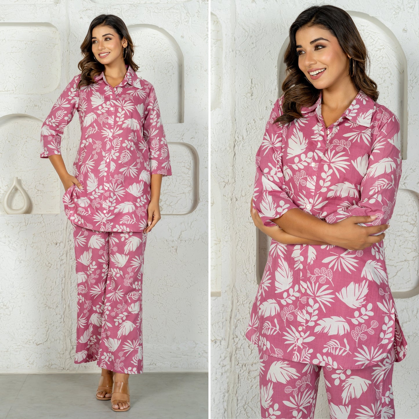 Pink Whisper Cotton Loungewear Co-ords Set