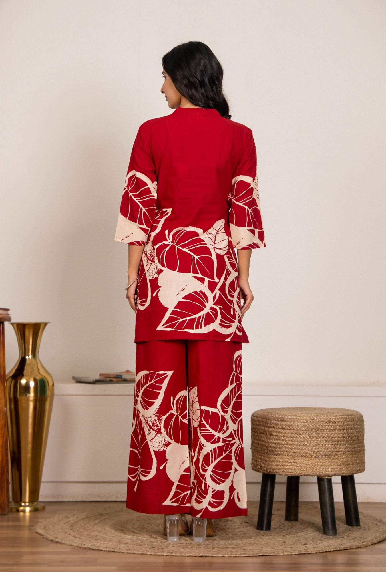 Royal Rhythm Red Printed Cotton Co-ords Set