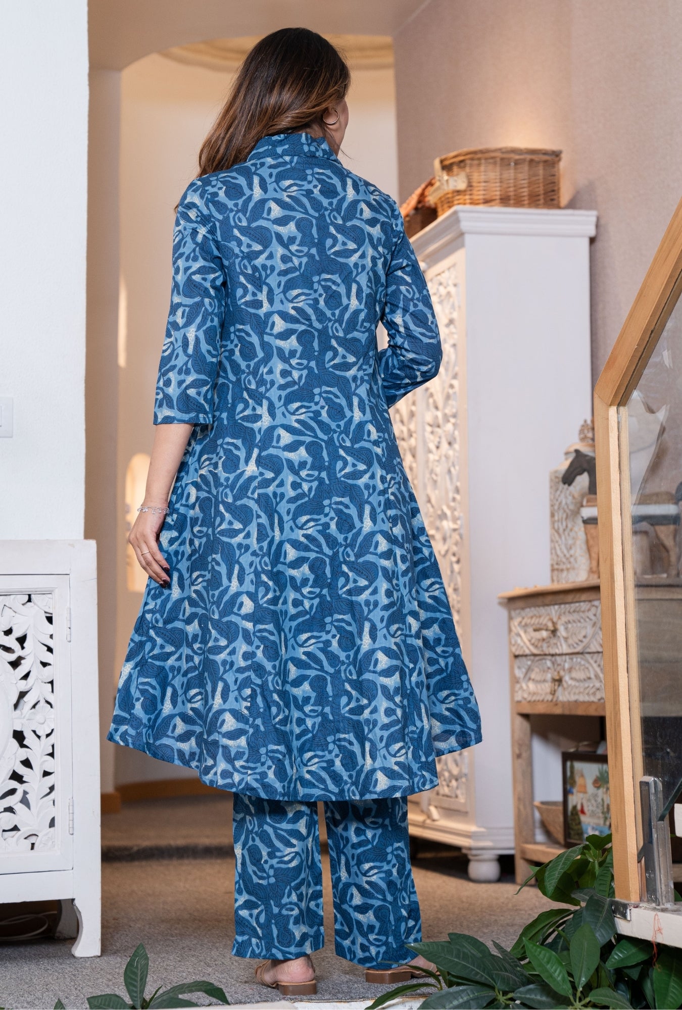 Rustic Petals Blue Printed Cotton Co-ords Set