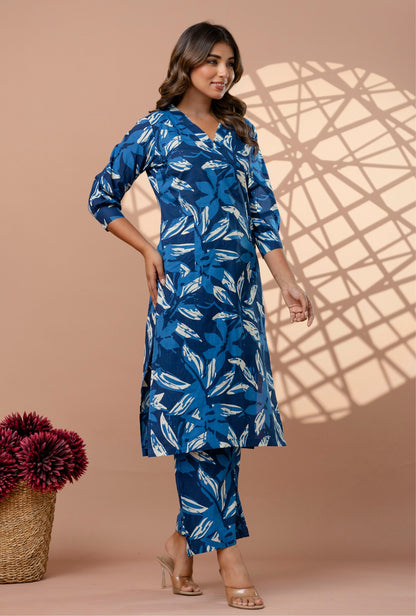 Tropical Blue Cotton Co-ords Set