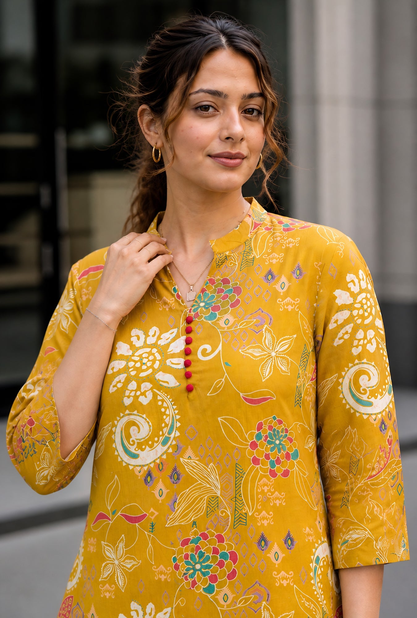 Folk Legends Mustard Printed Cotton Co-ords Set