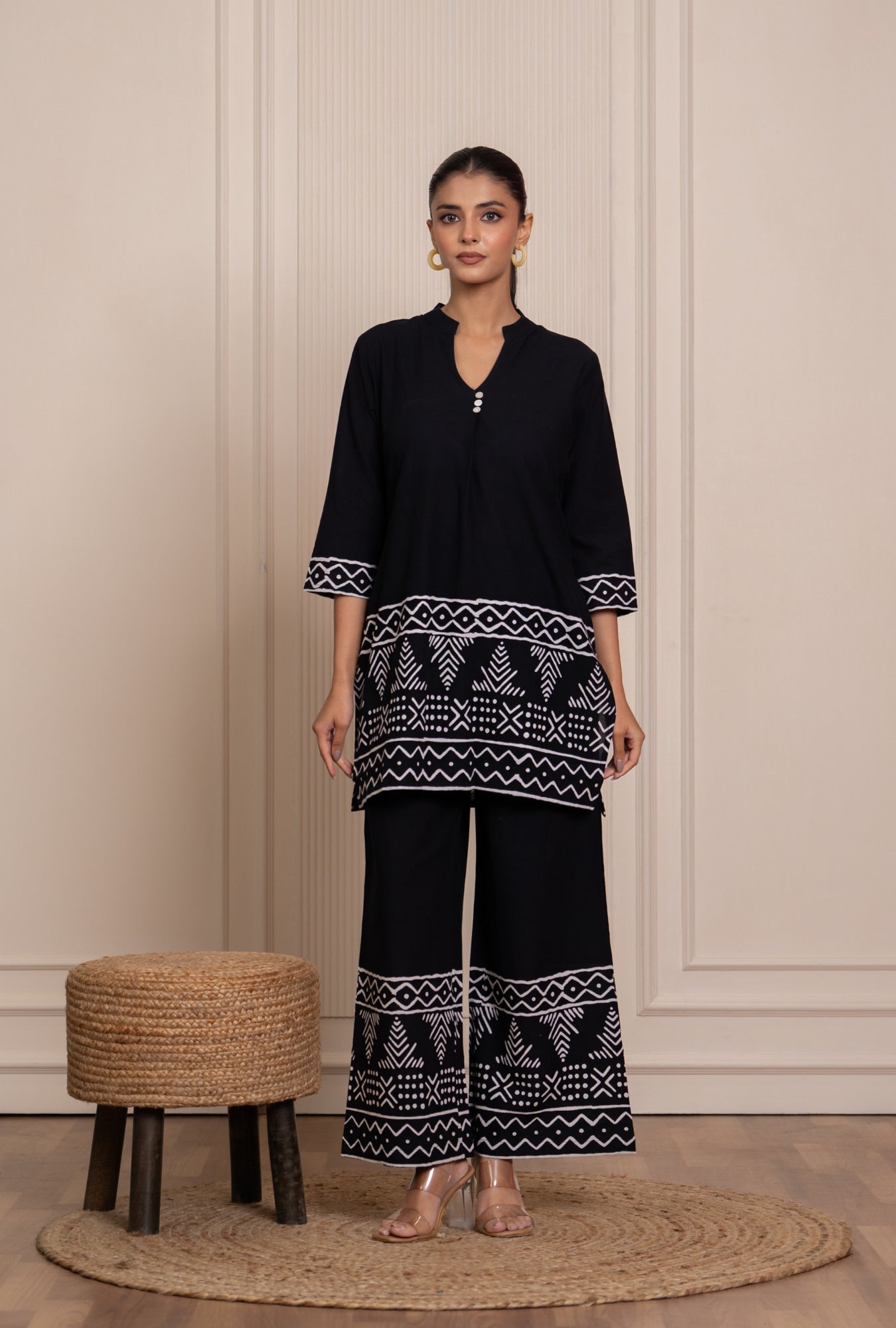 Blossom Chic Black Printed Cotton Co-ords Set