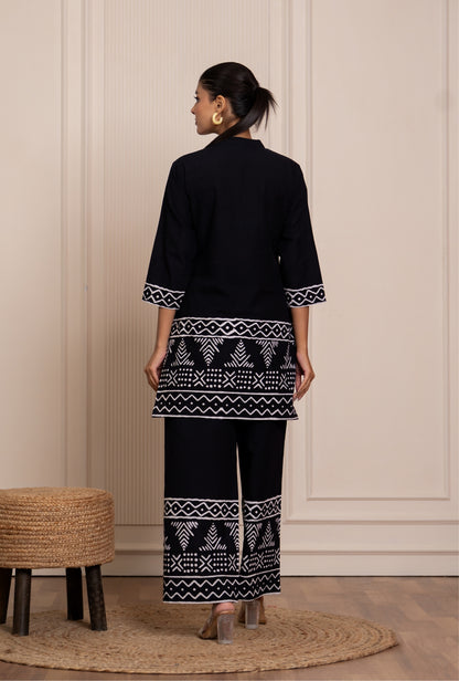 Blossom Chic Black Printed Cotton Co-ords Set
