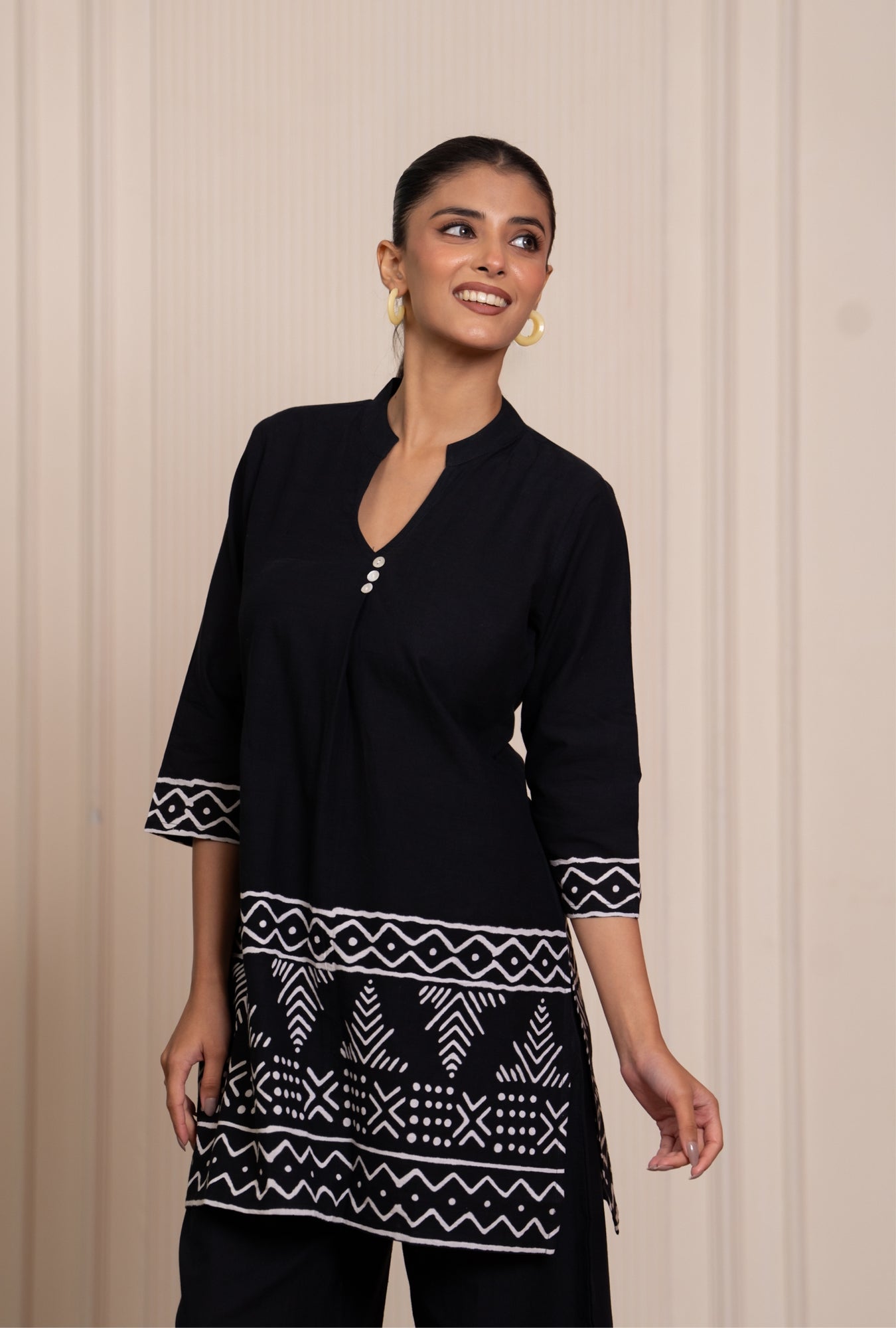 Blossom Chic Black Printed Cotton Co-ords Set