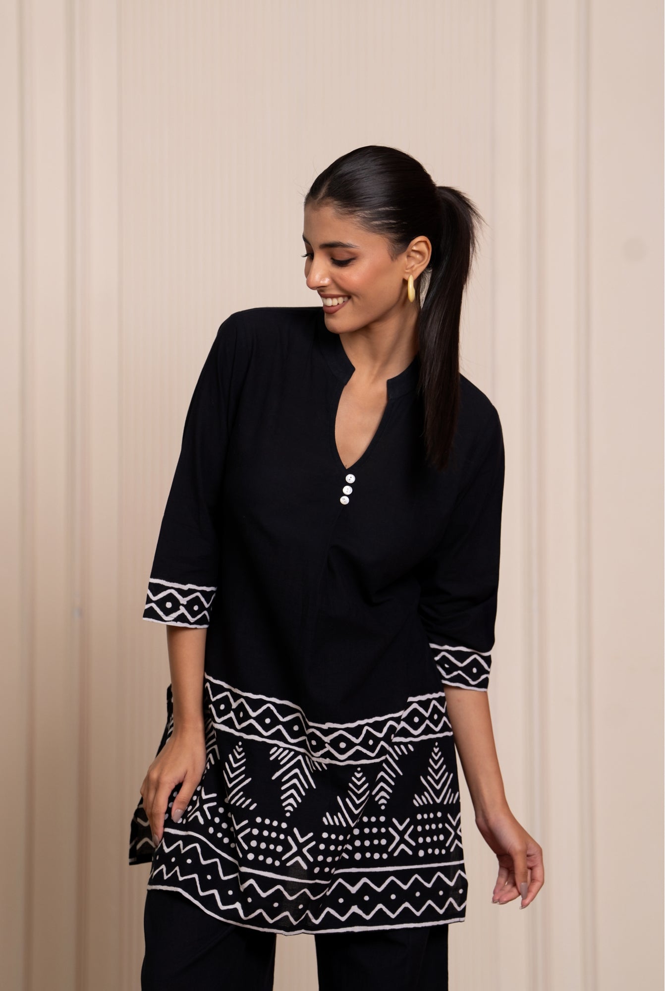 Blossom Chic Black Printed Cotton Co-ords Set