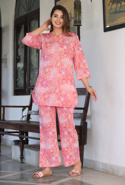 Marigold Pink Cotton Loungewear Set