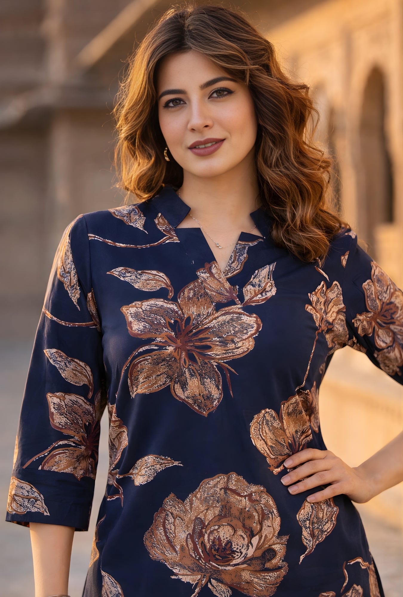 Botanic Muse Navy Printed Cotton Co-ords Set