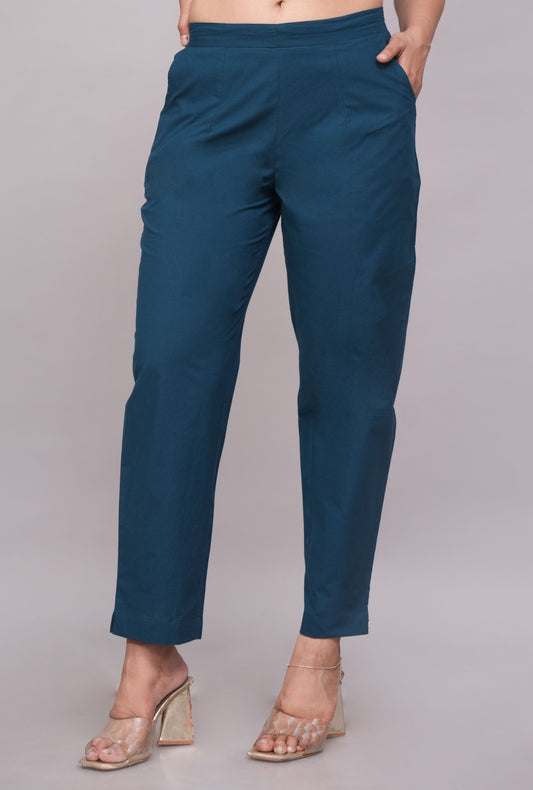 Straight Fit Teal Cotton Pant – Easy & Breathable Comfort