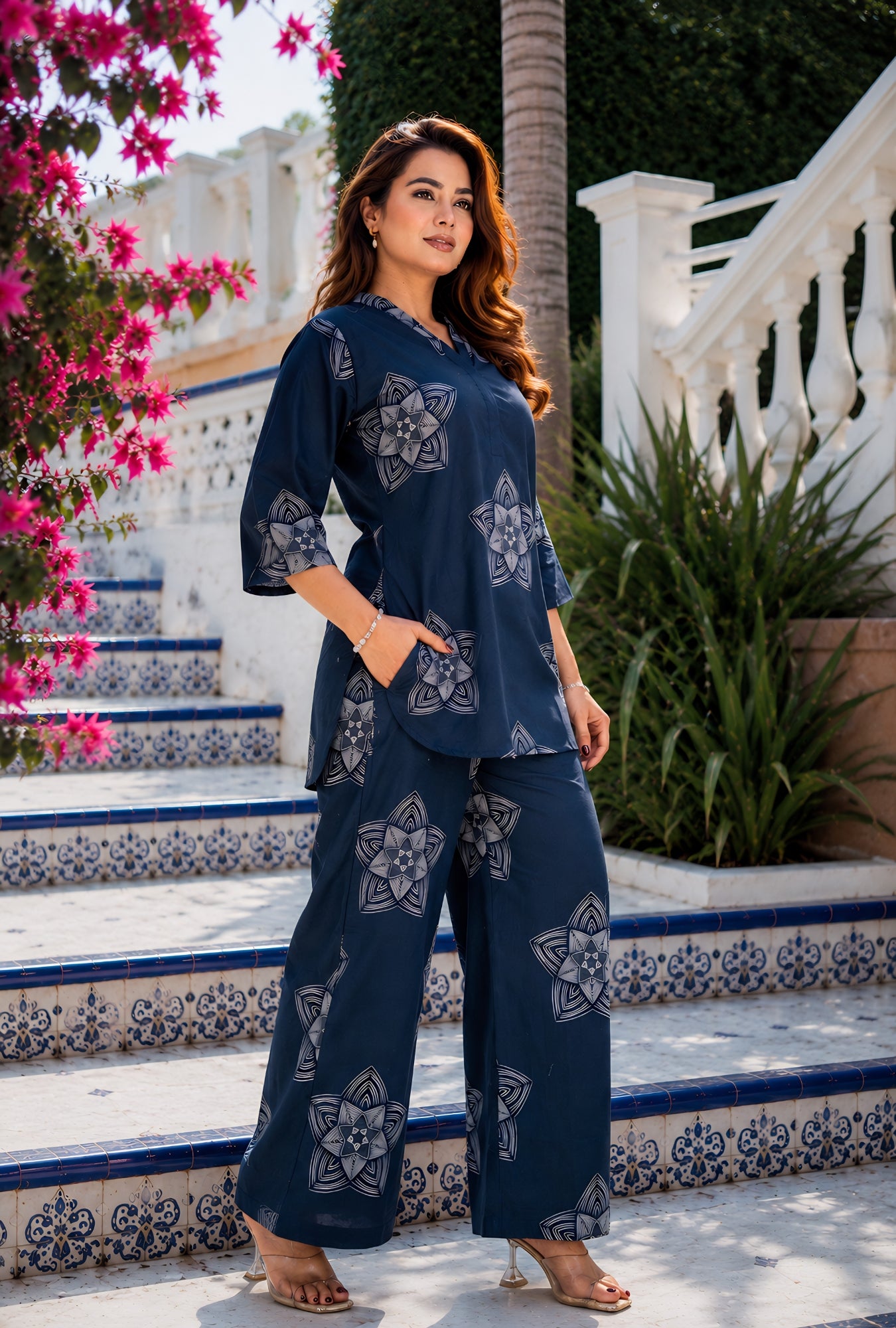 Royal Orbit Blue Cotton Co-ord Set