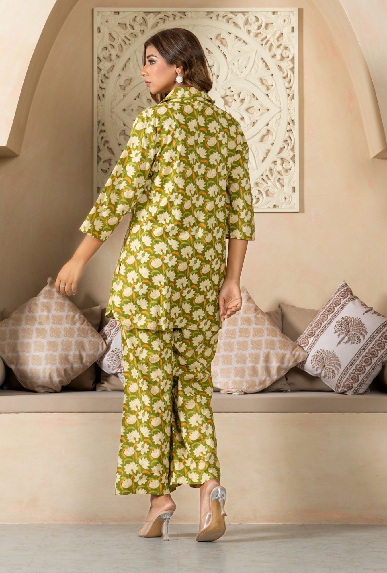 Tulip Mehndi Cotton Loungewear Co-ords Set