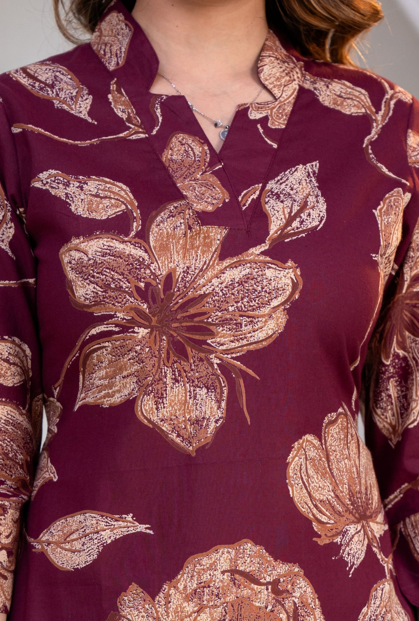 Botanic Muse Maroon Printed Cotton Co-ords Set