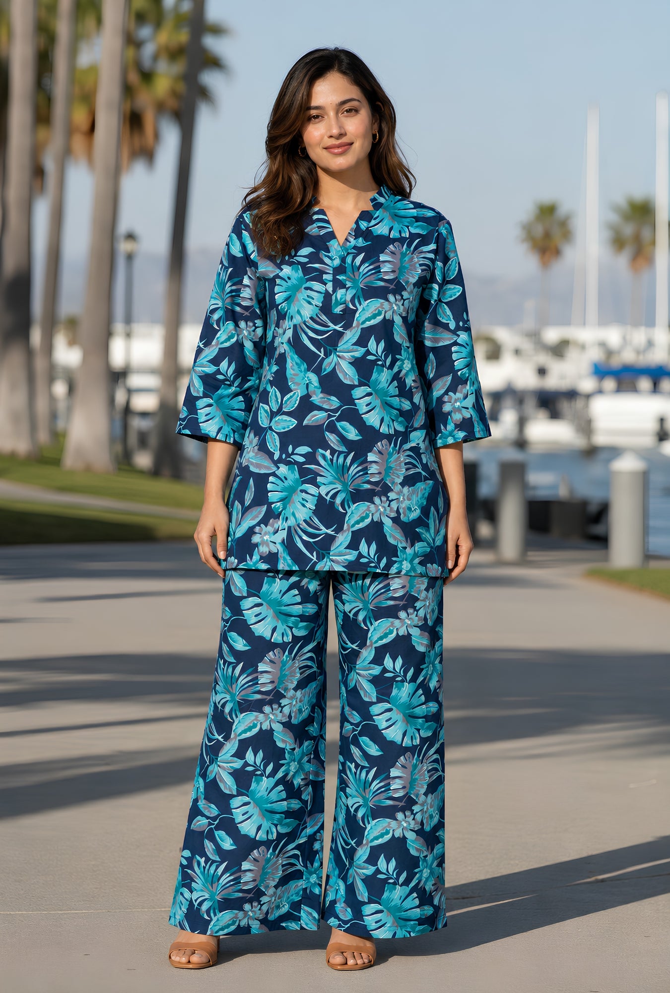 Meadow Breeze Blue Cotton Co-ords Set
