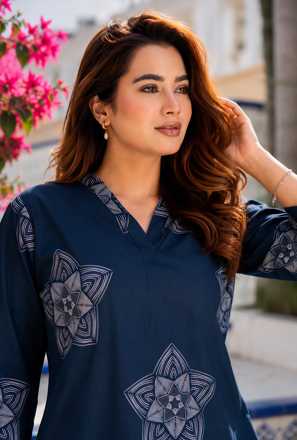 Royal Orbit Blue Cotton Co-ord Set