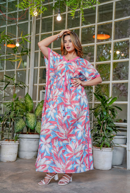 Coastal Pink Cotton Loungewear Kaftan