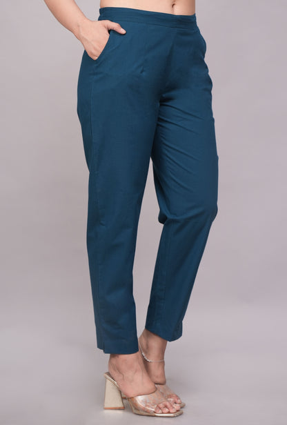 Straight Fit Teal Cotton Pant – Easy & Breathable Comfort