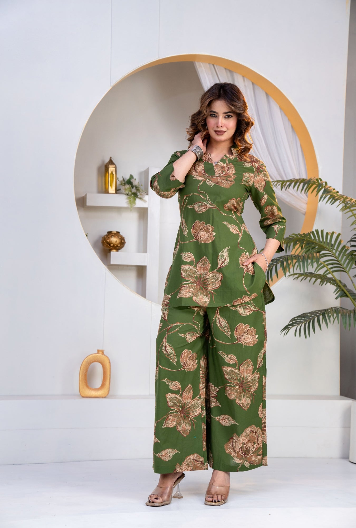 Botanic Muse Oilive Printed Cotton Co-ords Set