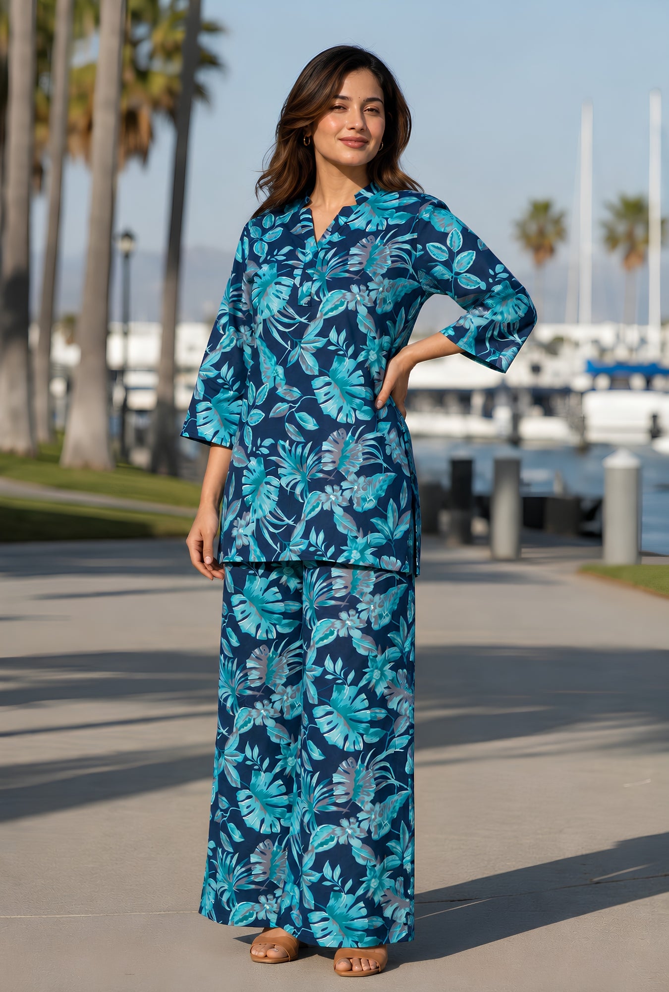 Meadow Breeze Blue Cotton Co-ords Set