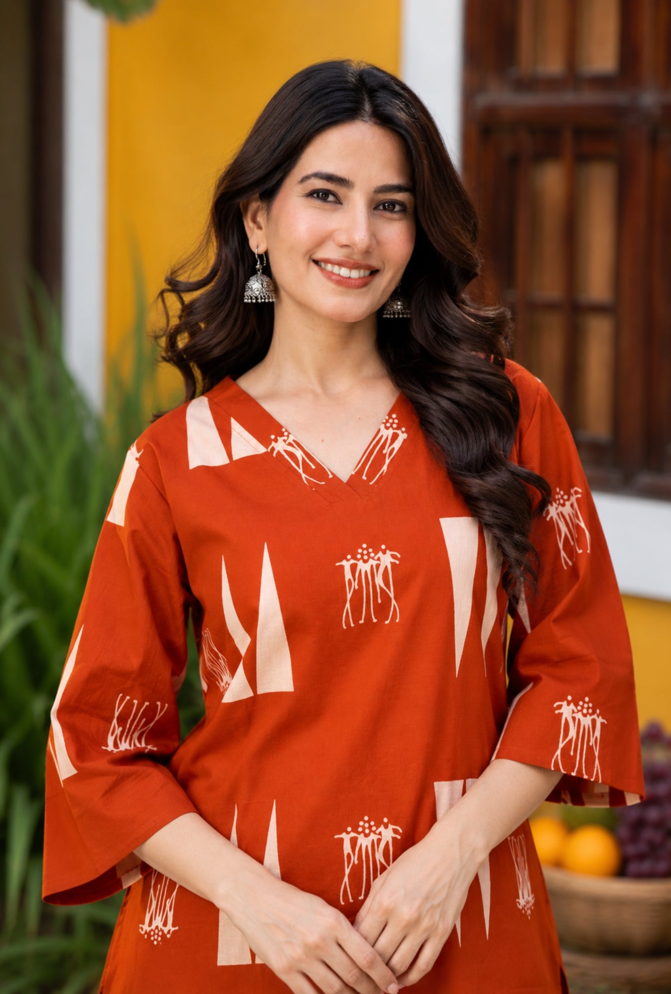 Abstract Aura Rust Printed Cotton Co-ords Set