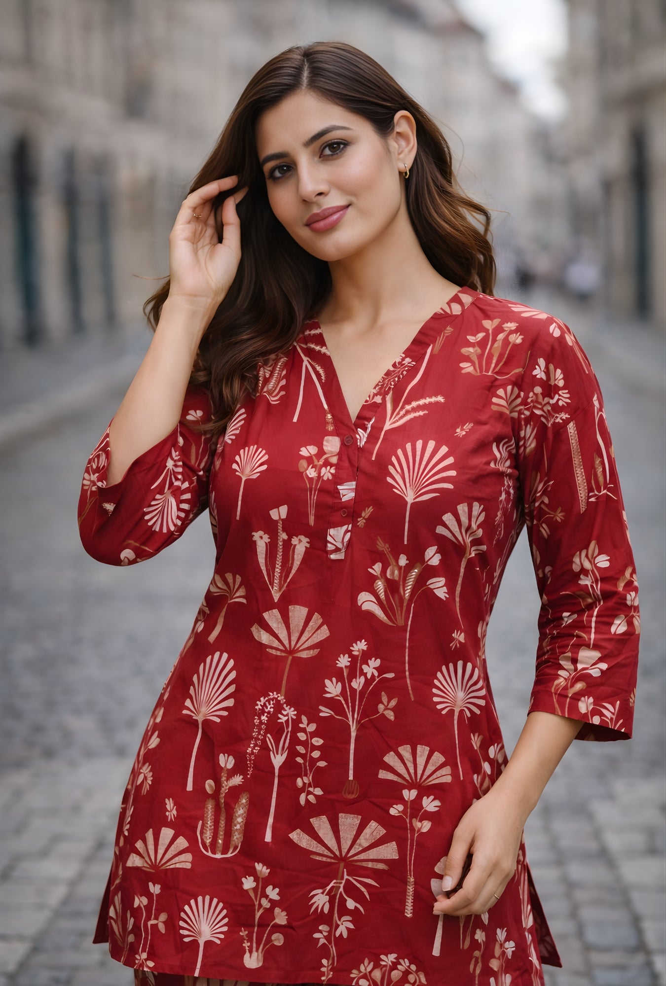 Royal Crimson Red Cotton Co-ord Set