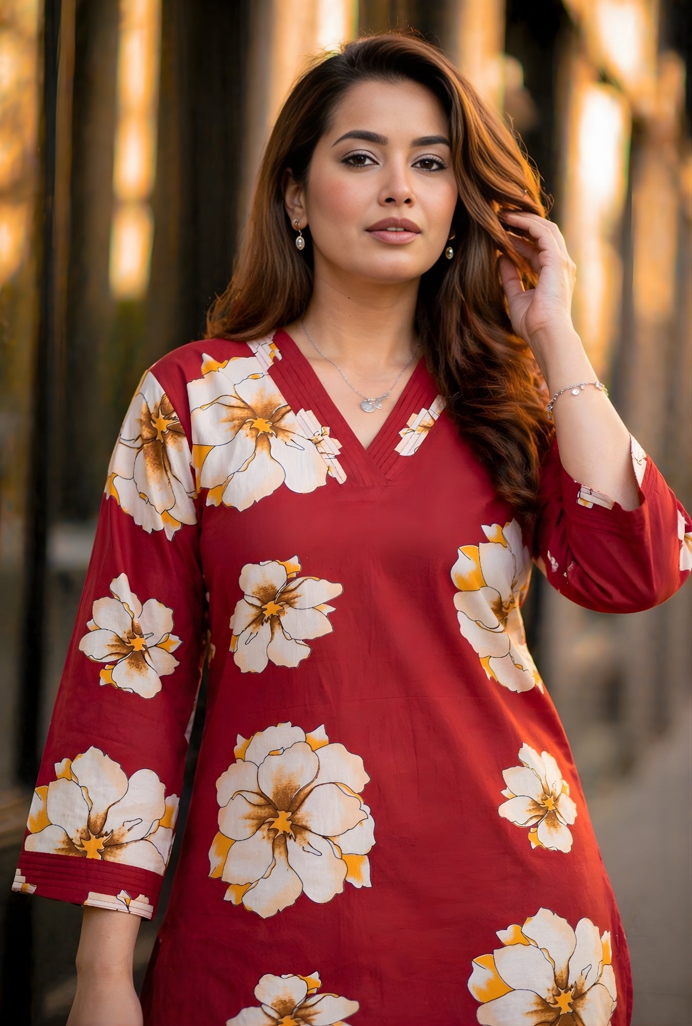 Bloom Muse Maroon Cotton Co-ord Set