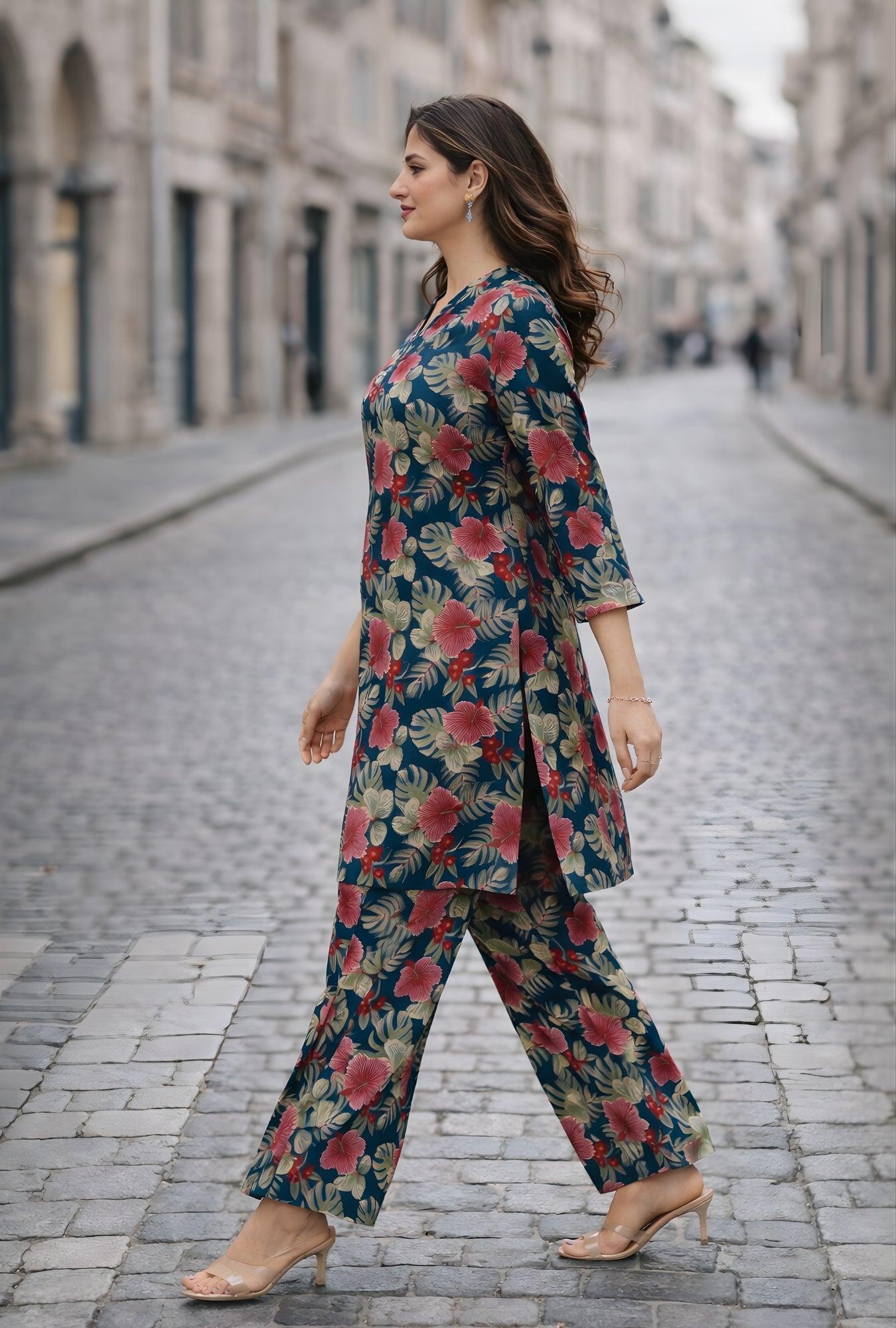 Island Flora Blue Cotton Co-ord Set