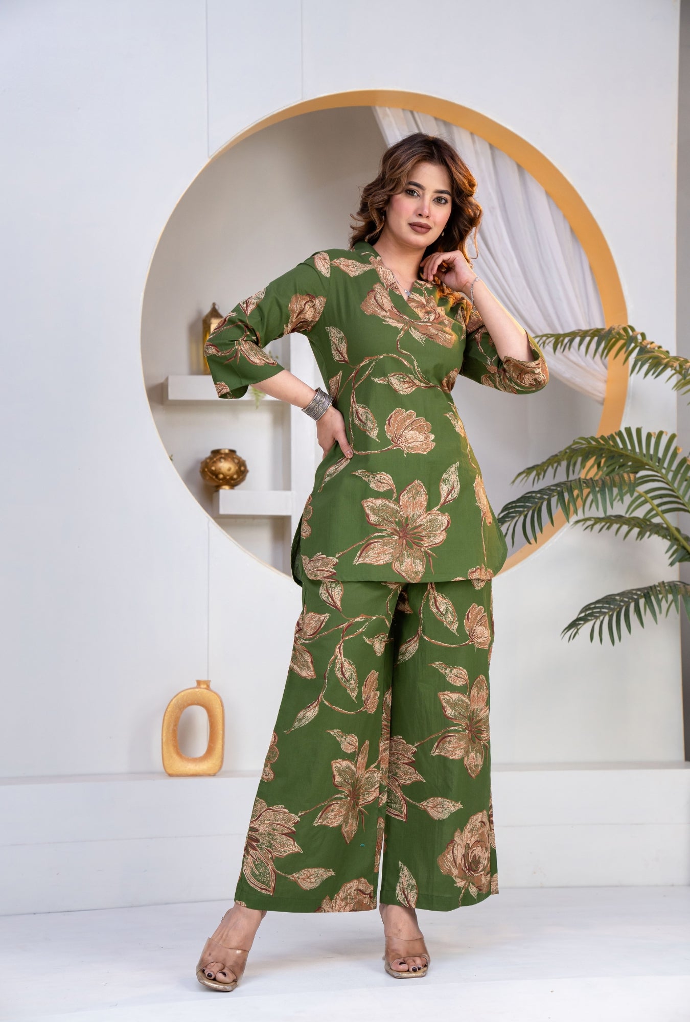 Botanic Muse Oilive Printed Cotton Co-ords Set