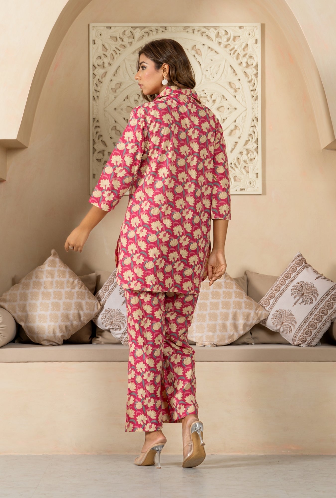 Tulip Pink Cotton Loungewear Co-ords Set