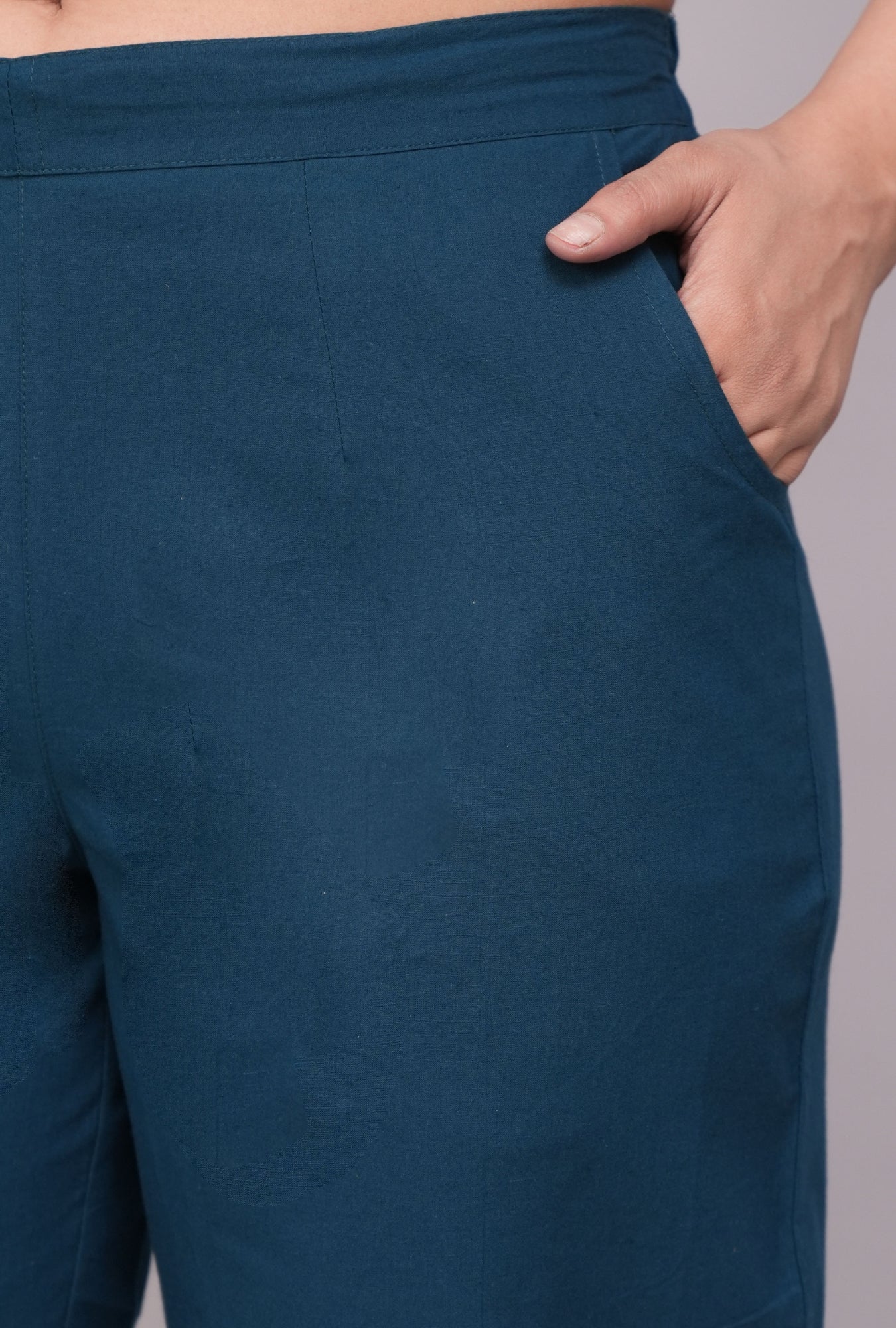 Straight Fit Teal Cotton Pant – Easy & Breathable Comfort