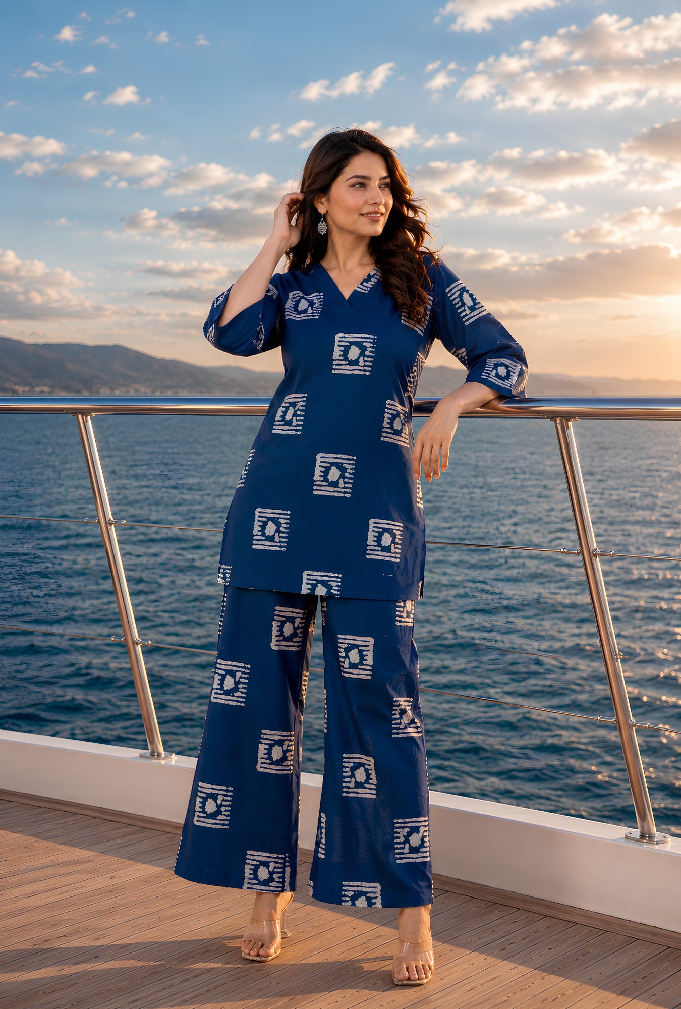 Blue Harbor Printed Cotton Co-ords Set