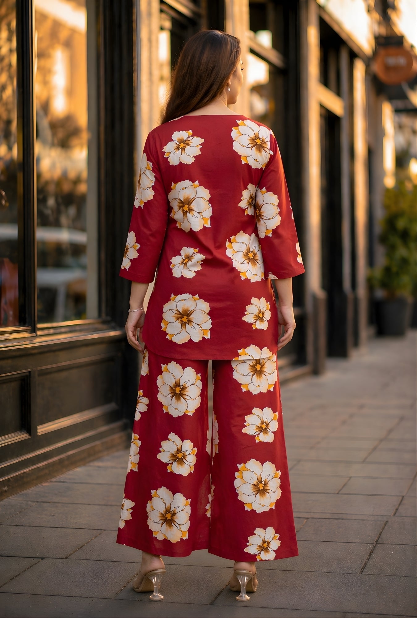 Bloom Muse Maroon Cotton Co-ord Set