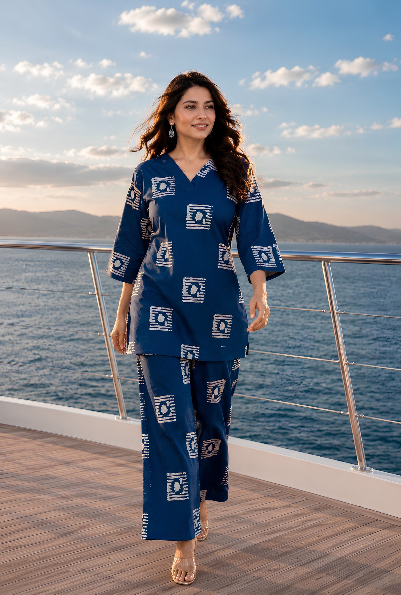 Blue Harbor Printed Cotton Co-ords Set