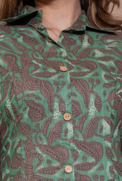 Rustic Petals Green Printed Cotton Co-ords Set