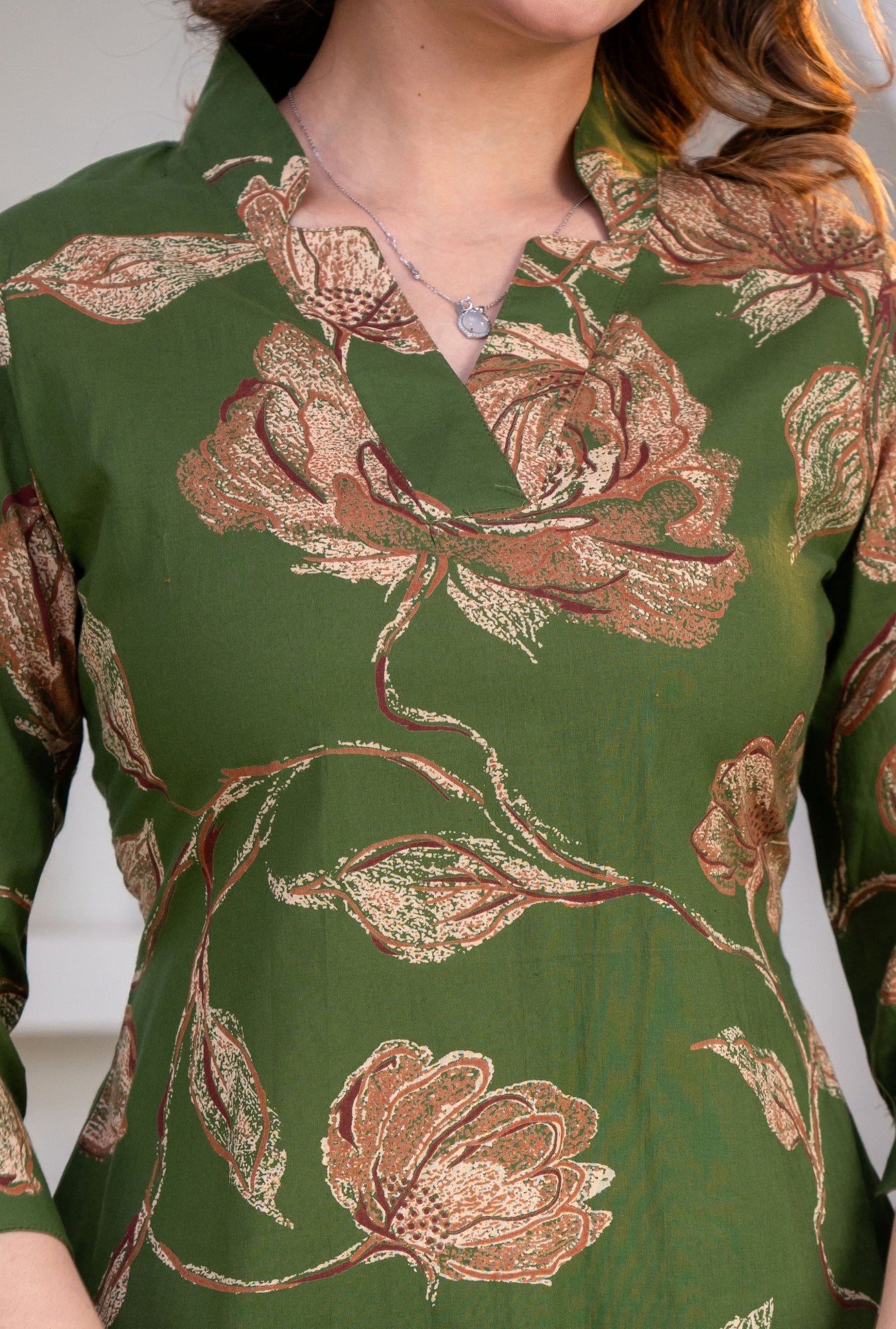 Botanic Muse Oilive Printed Cotton Co-ords Set