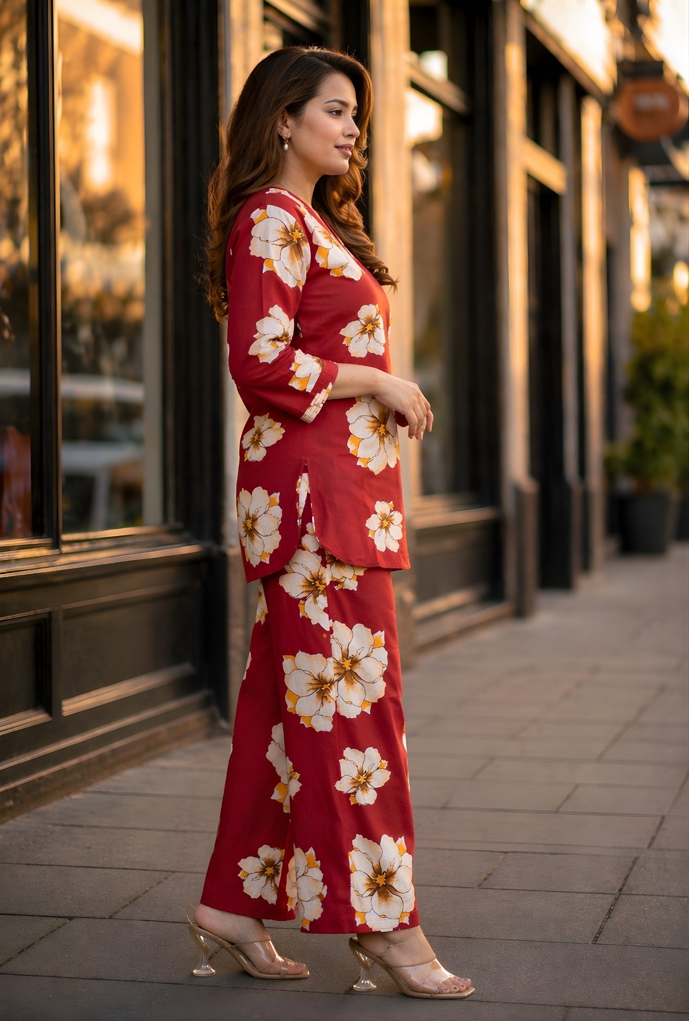 Bloom Muse Maroon Cotton Co-ord Set