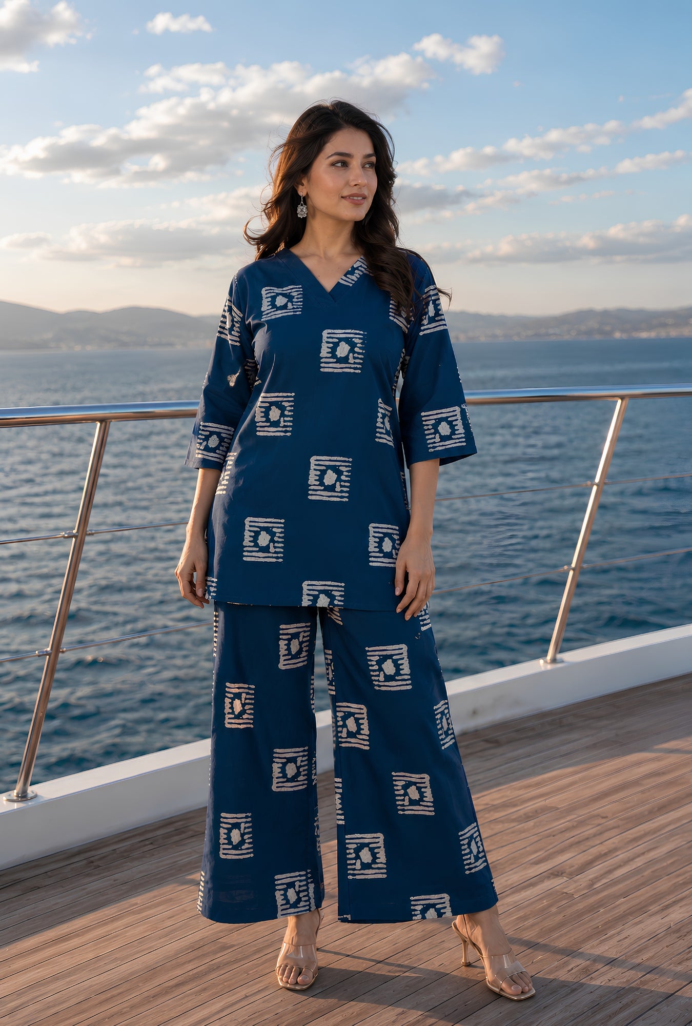 Blue Harbor Printed Cotton Co-ords Set
