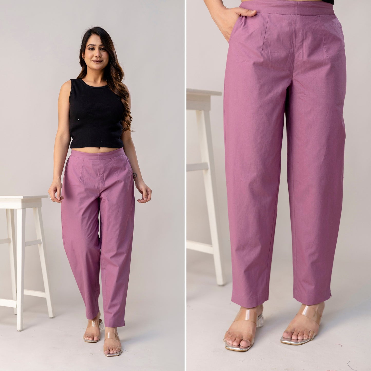 Velvet Purple Everyday Comfort Cotton Pants