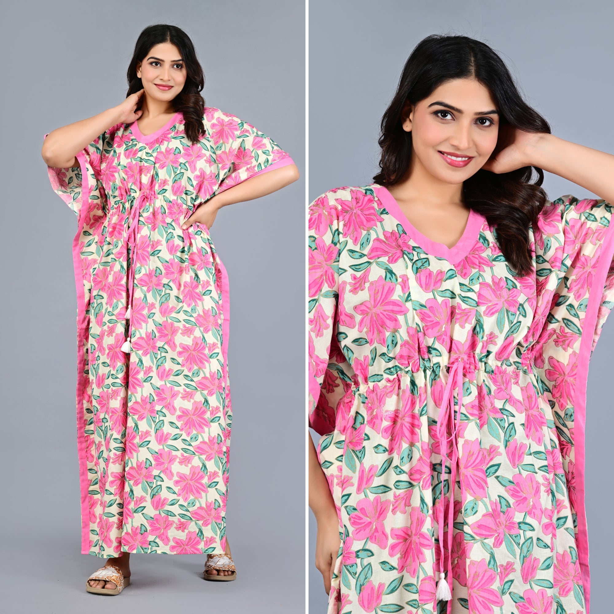 Bold Flower Loungewear Cotton Kaftan