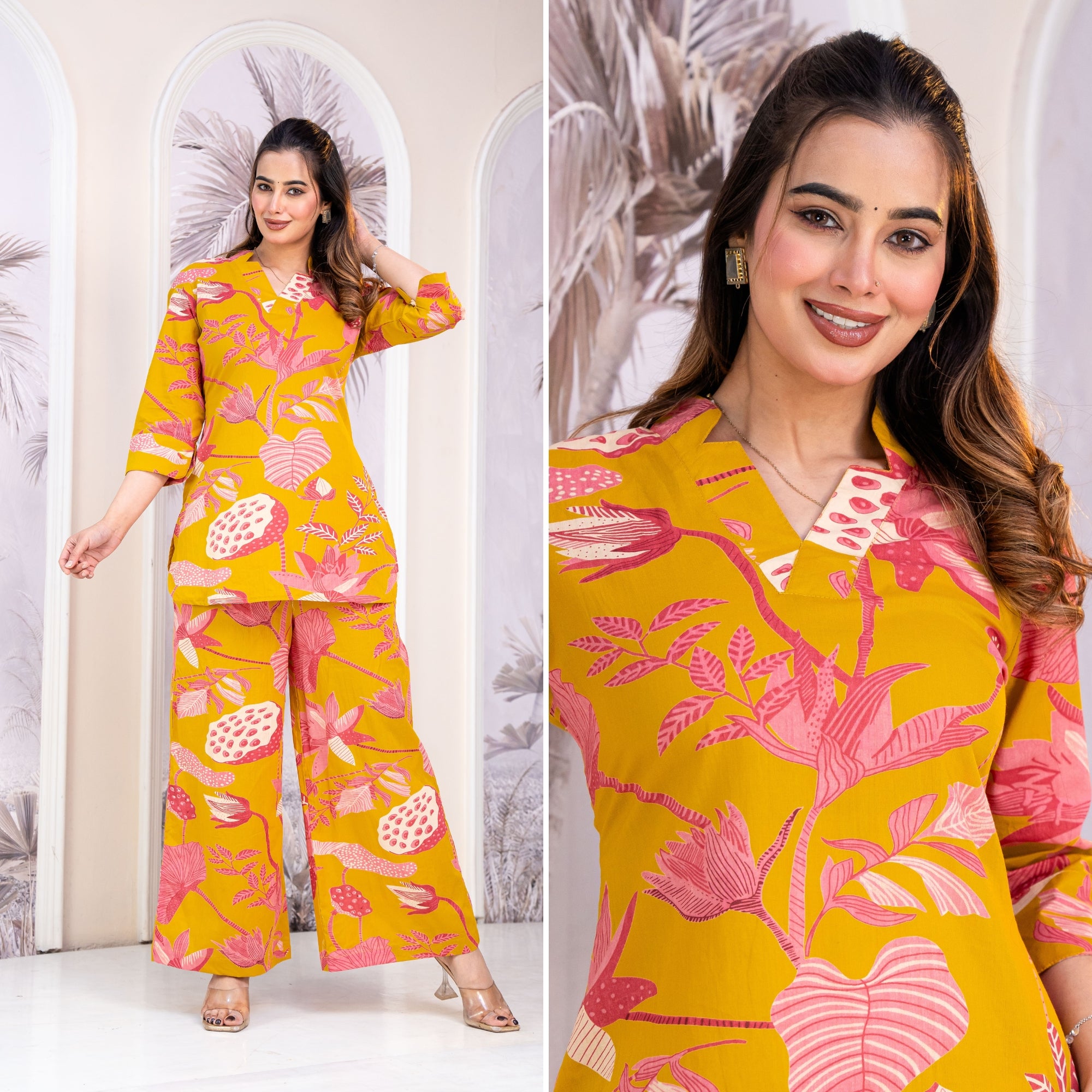 Mustard Spark Printed Cotton Co-ords Set