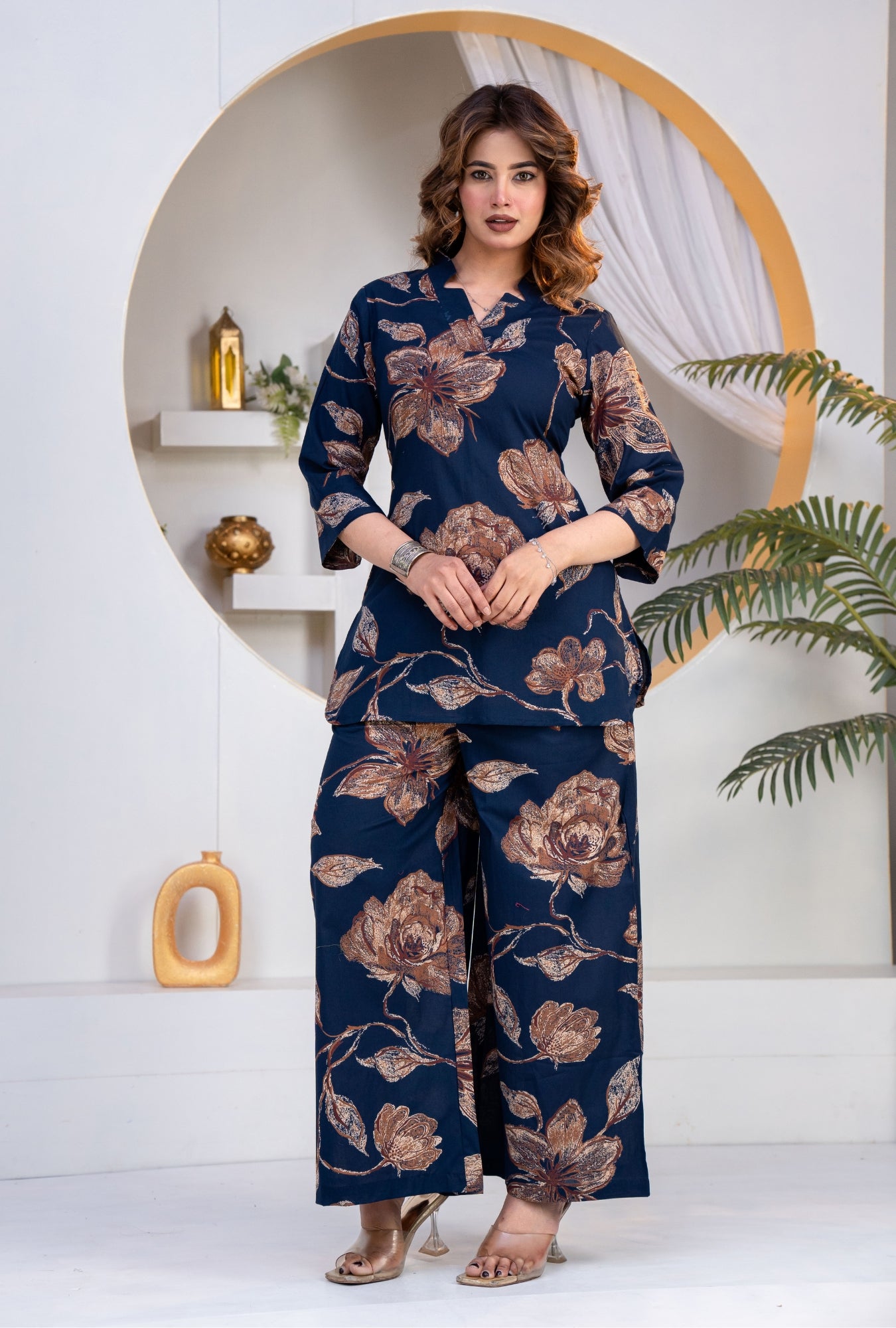Botanic Muse Navy Printed Cotton Co-ords Set