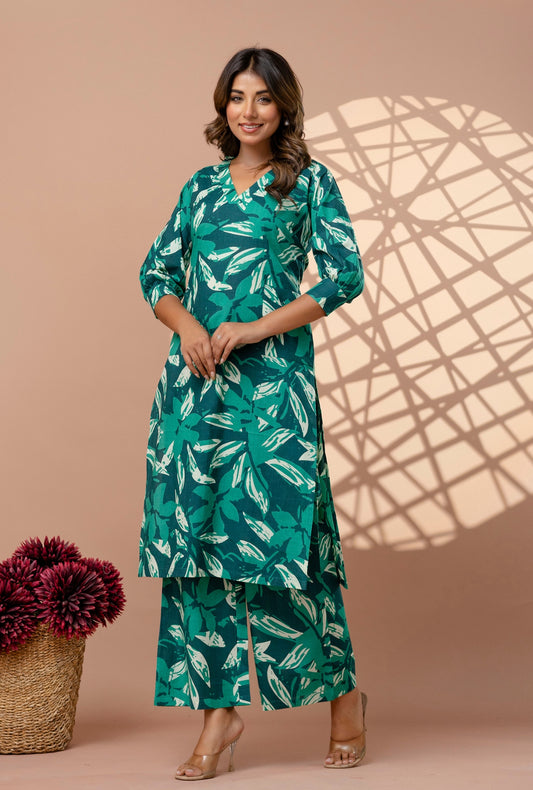 Tropical Green Cotton Co-ords Set