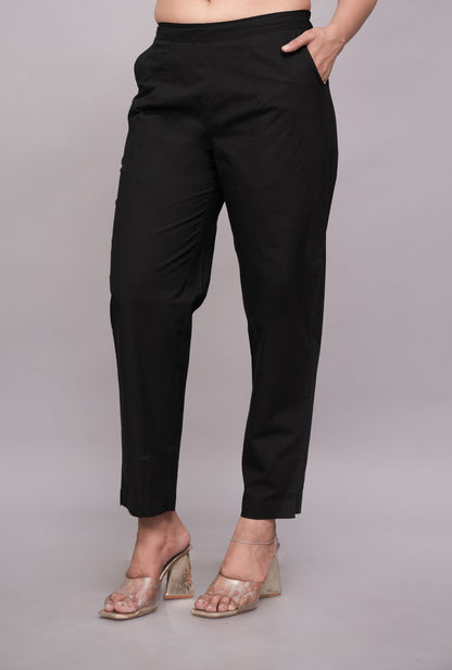 Women’s Black Cotton Pant – Soft, Relaxed & Everyday Wear
