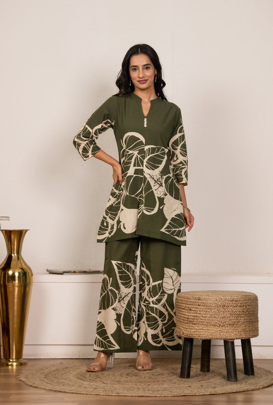 Royal Rhythm Mehndi Printed Cotton Co-ords Set