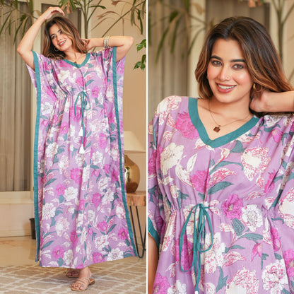 Purple Mirage Loungewear Cotton Kaftan